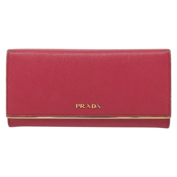 PRADA Long Wallet Safiano leather Pink Gold Auth sw1442 - Picture 10 of 15